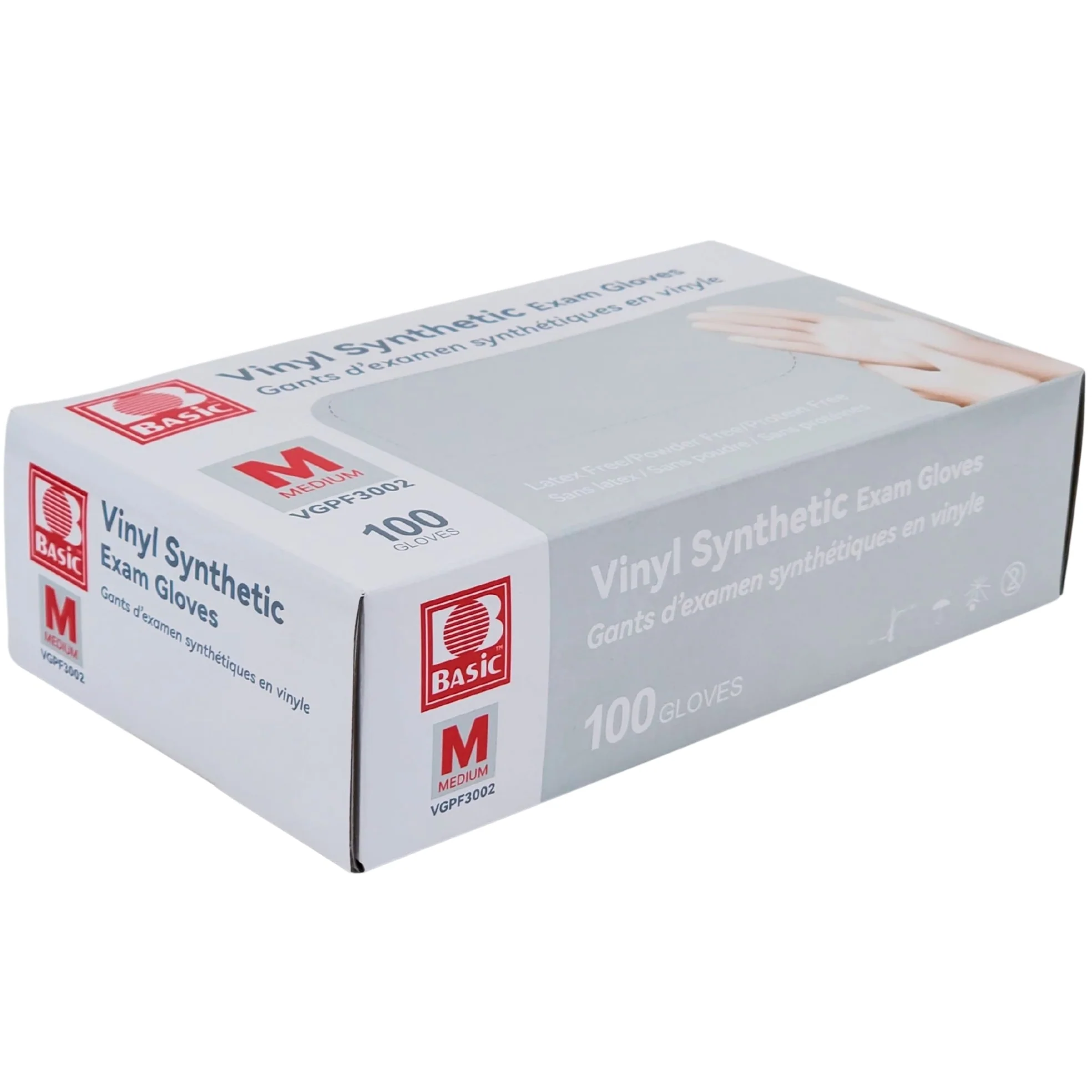 Basic - Vinyl Gloves Exam - Clear - Medium - Powder Free — Case (100 CT)