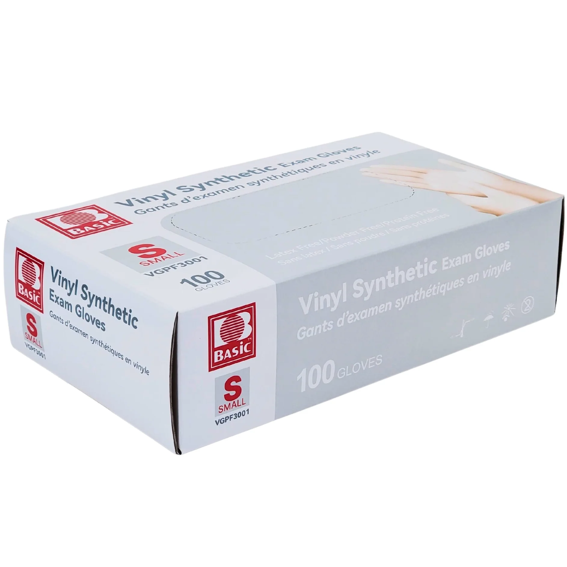 Basic - Vinyl Gloves Exam - Clear - Small - Powder Free — Case (100 CT)