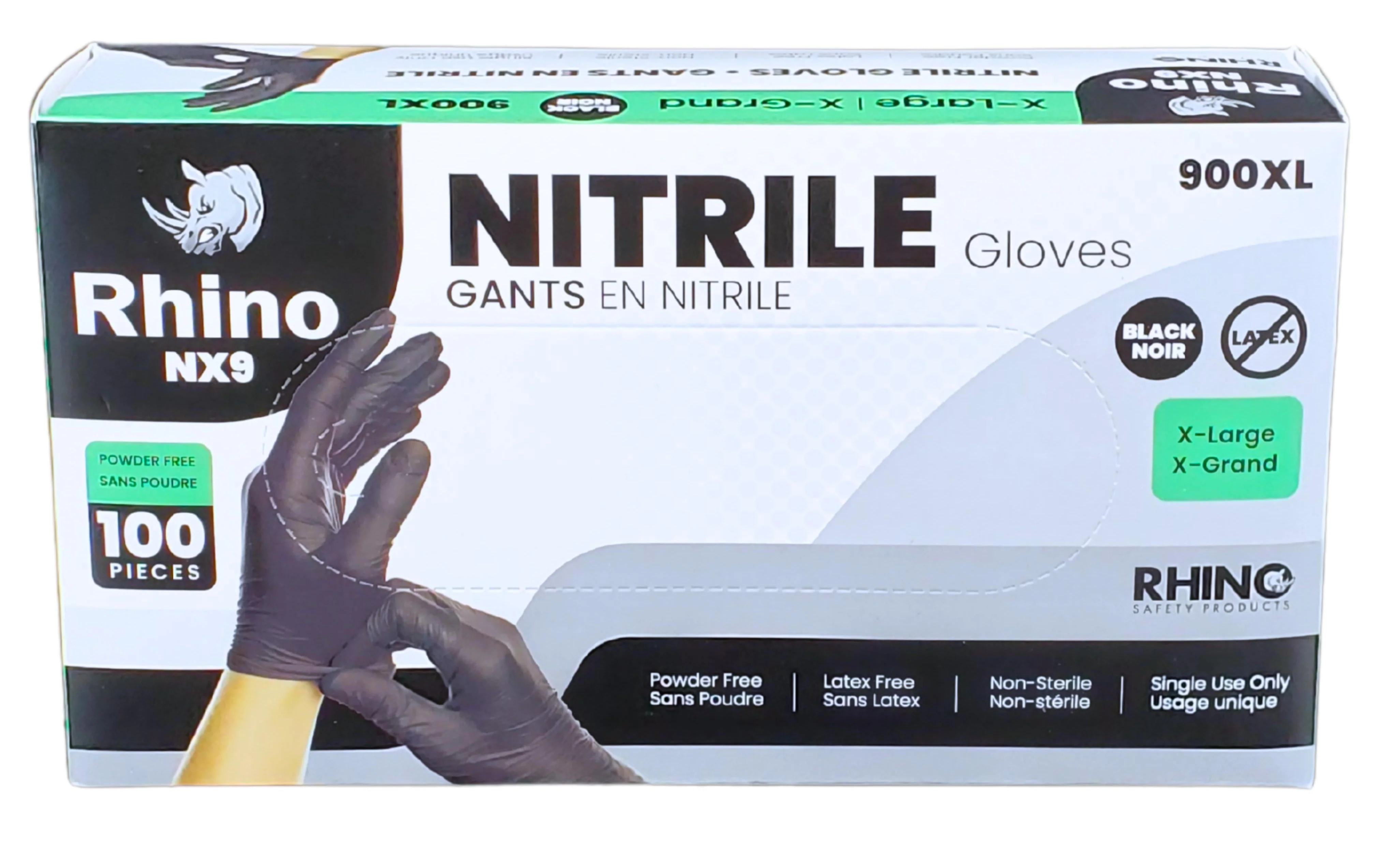 Rhino - NX9 - Black Nitrile Gloves - PF - Extra Large - 900XL — Case (10 x 100 CT)