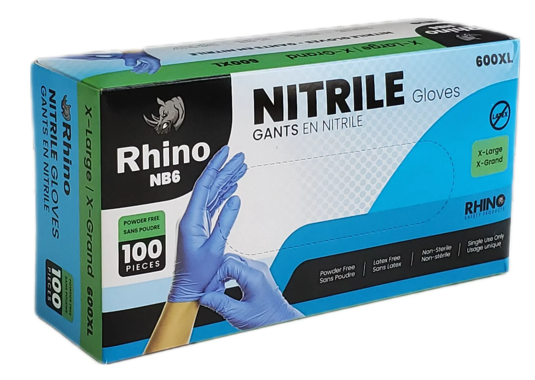 Rhino - NB6 - Blue Nitrile Gloves - Extra Large - 600XL — Case (100 CT)