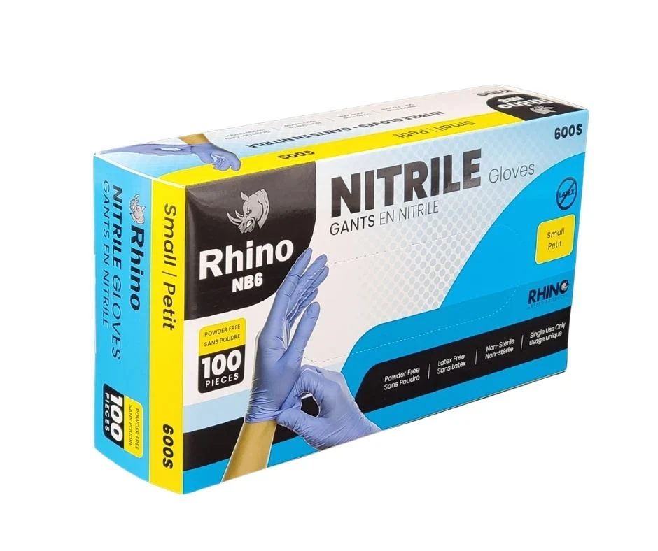 Rhino - NB6 - Blue Nitrile Gloves - Small - 600S — Case (10 x 100 CT)