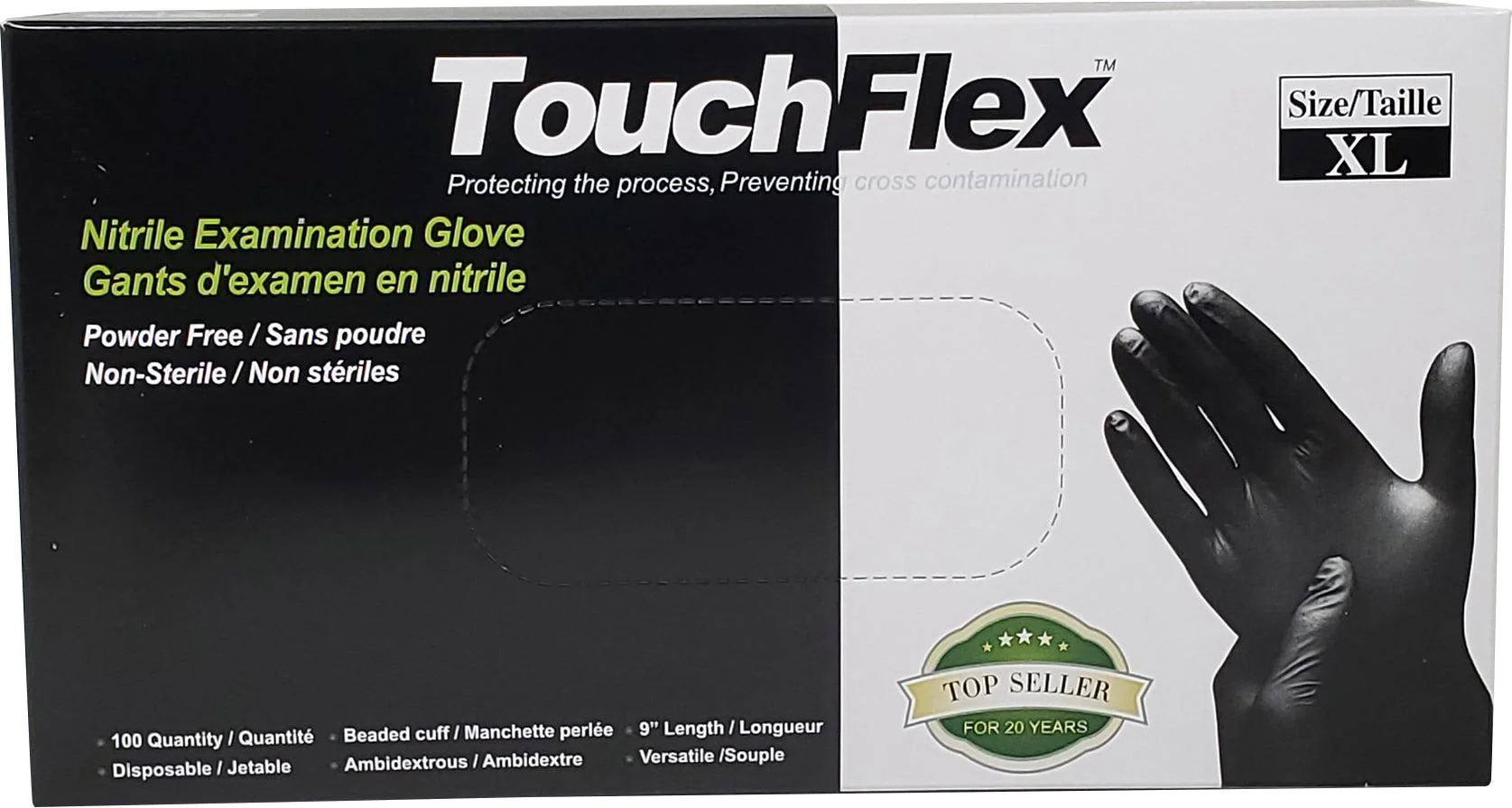 Touch Flex - Nitrile Gloves Exam - Black - X-Large — Case (10 x 100 CT)