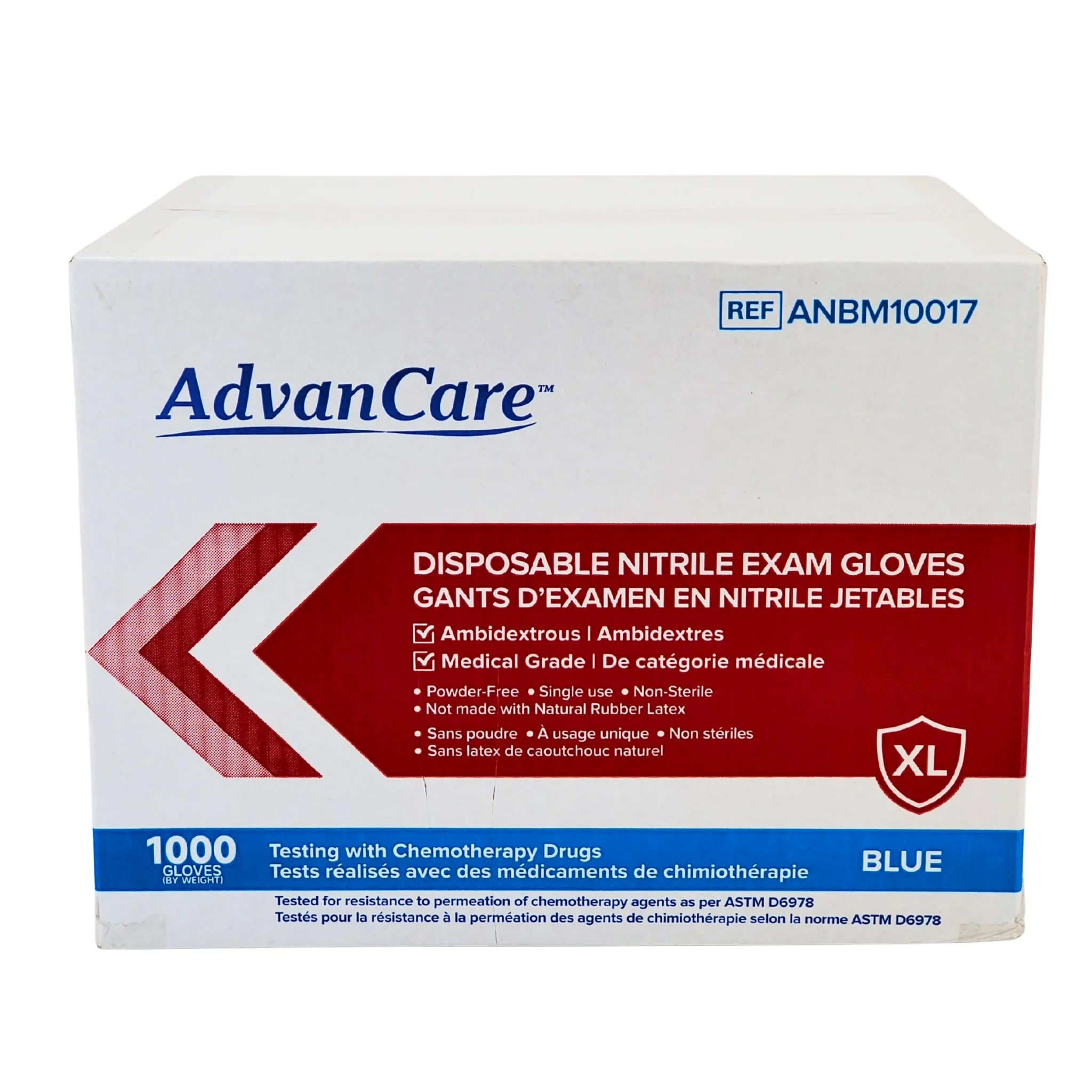 Advance Care - Nitrile Gloves Exam - Blue - X large — Case (100 CT)