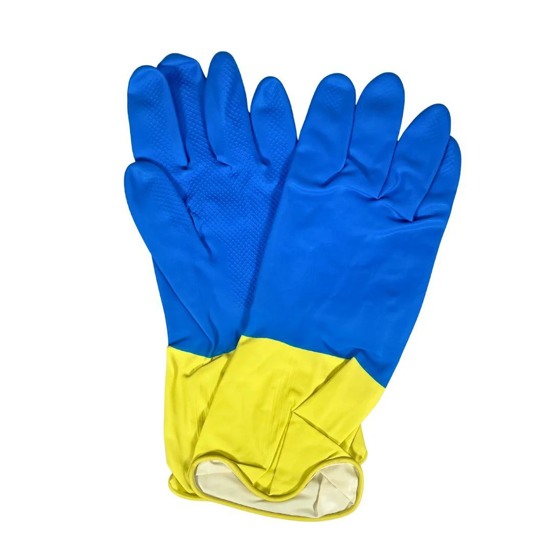 SBS - Natural Latex Gloves - XL - Blue/Yellow — Case (12 x 1 CT)