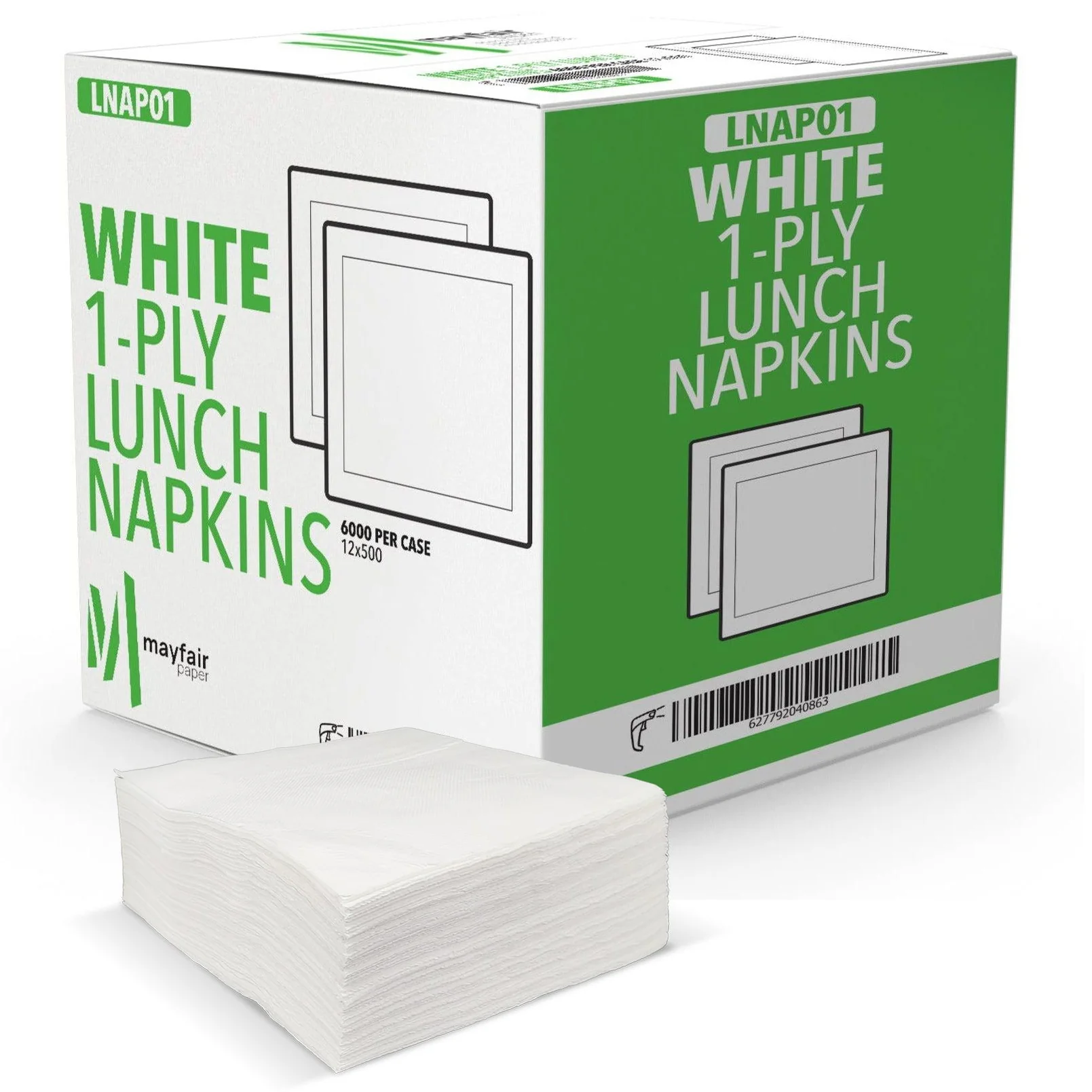 Mayfair - 1 Ply Lunch Napkins 1/4 Fold - White - LNAP01 — Case (500 CT)