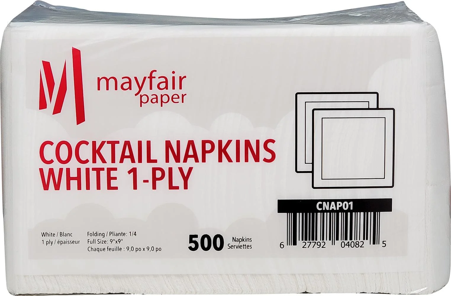Mayfair - 1 Ply Cocktail Napkins 1/4 Fold - White - CNAP01 — Case (500 CT)