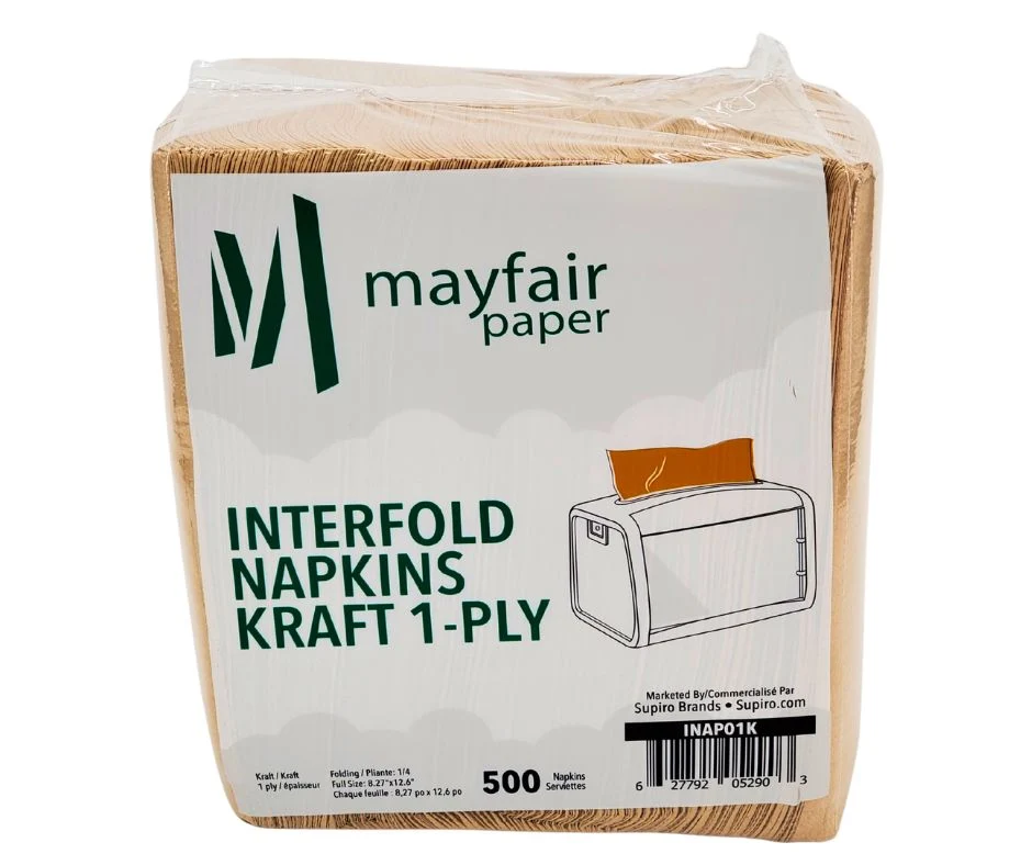 Mayfair - 1 Ply Interfold Napkins 1/4 Fold - Kraft - INAP01K — Each (500 CT)