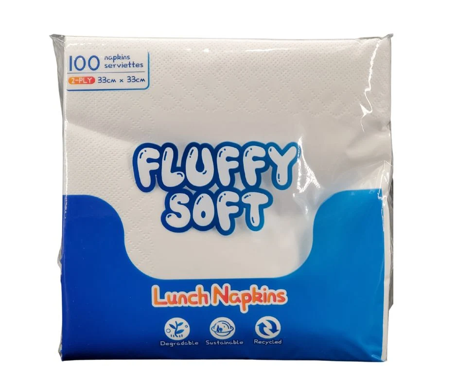 Fluffy Soft - Lunch Napkins - 2 ply - White — Case (12 x 100 CT)