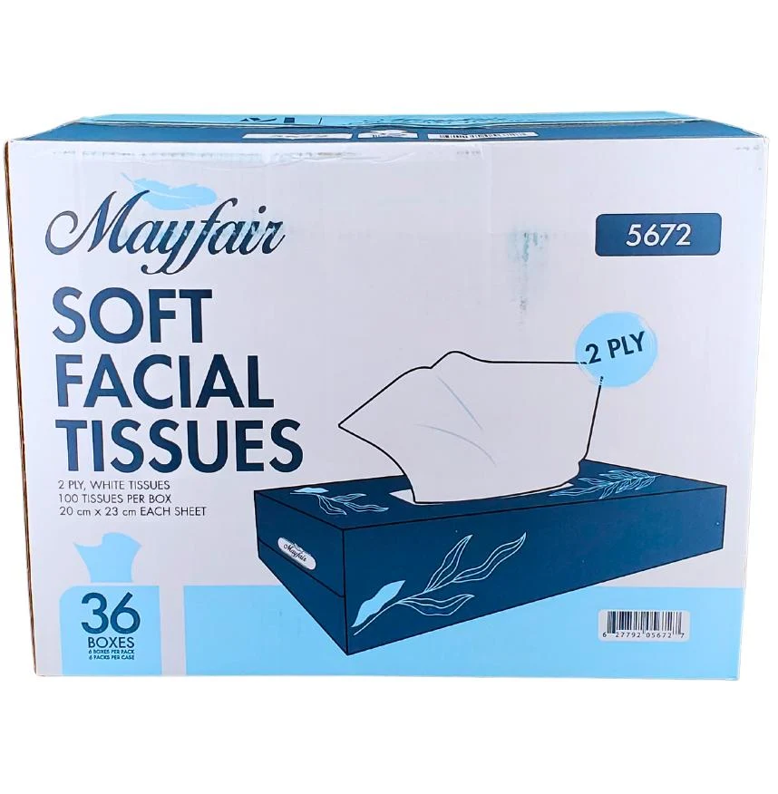 Mayfair - 2ply White Facial Tissue- 100 shts. - 5672 — Case (6 CT)