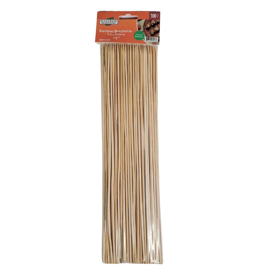Eco-Craze - Bamboo Skewer - 3mm X 12" - BST3030 — Case (100 CT)