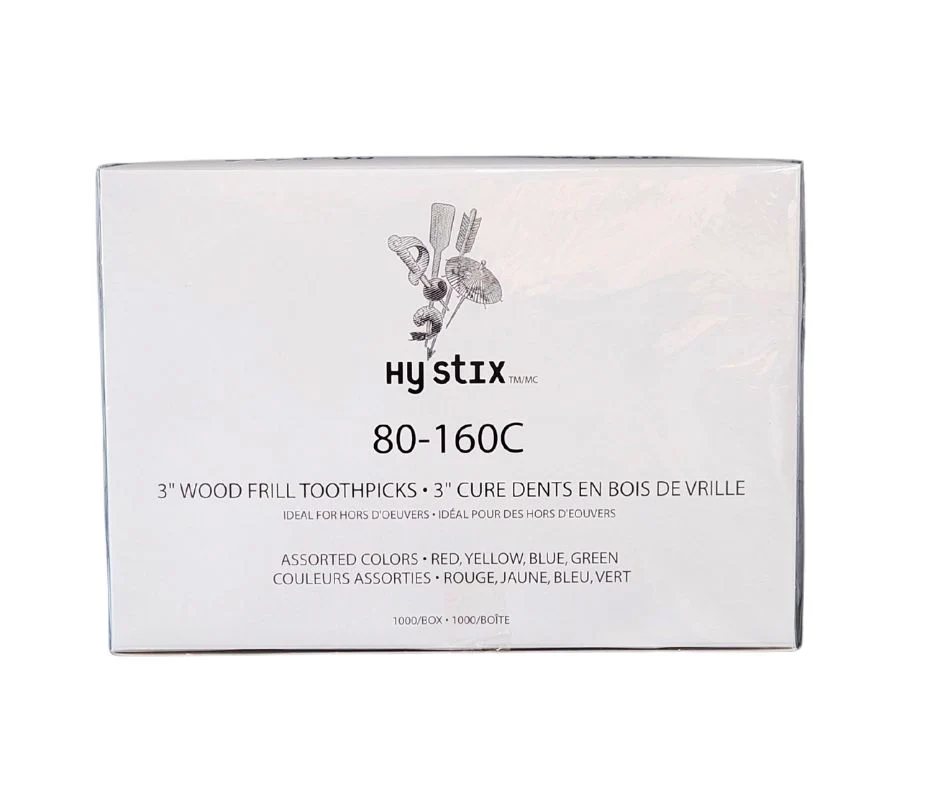 3" Toothpicks - Frilled - Assorted - 80-160C — Case (10 x 1000 CT)