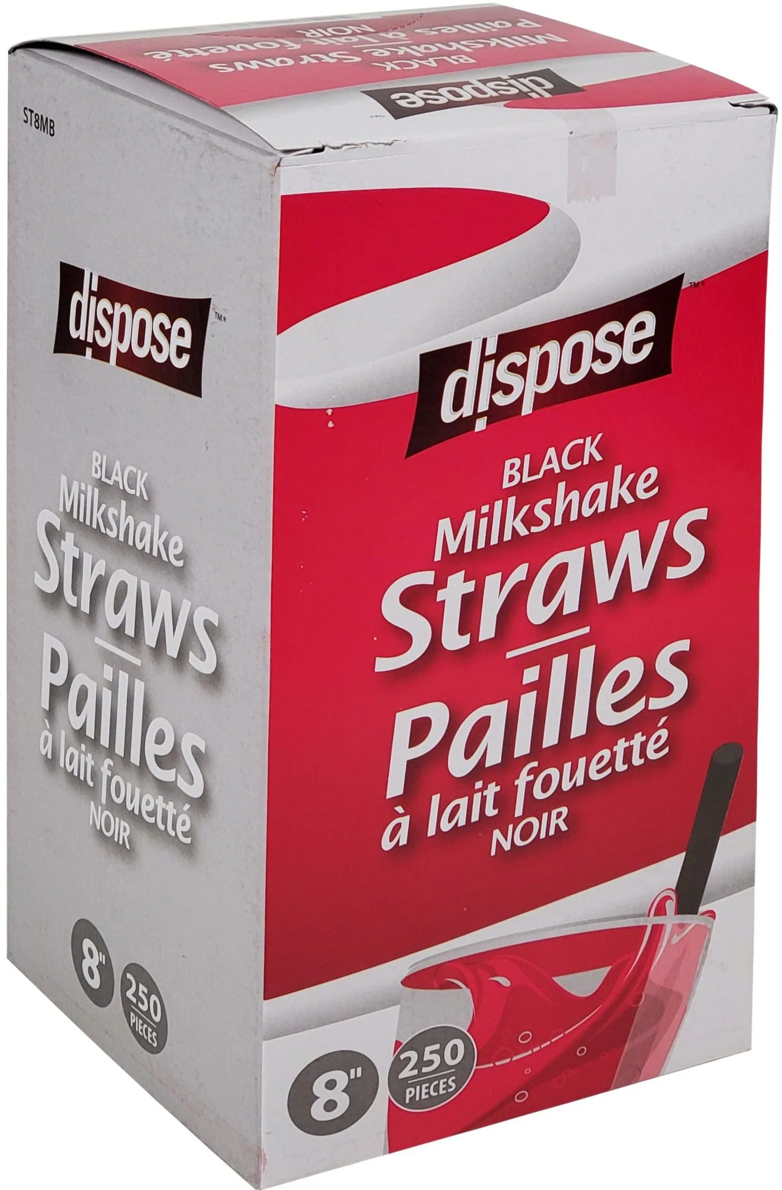 Value+ - 8'' White Plastic Straws - Jumbo - 8mm — Case (250 CT)