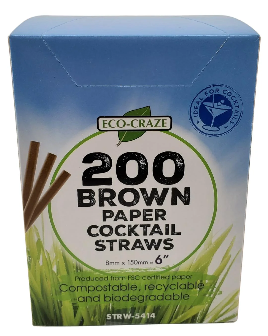 Eco-Craze - 6" Brown Paper Straw - 8 mm — Each (200 CT)
