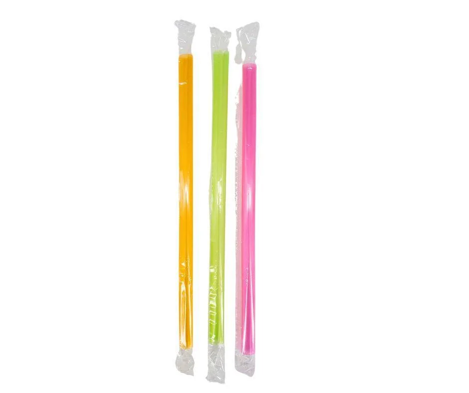 Stone - Plastic Straw - 10" Bubble Tea - Wrapped - Assorted