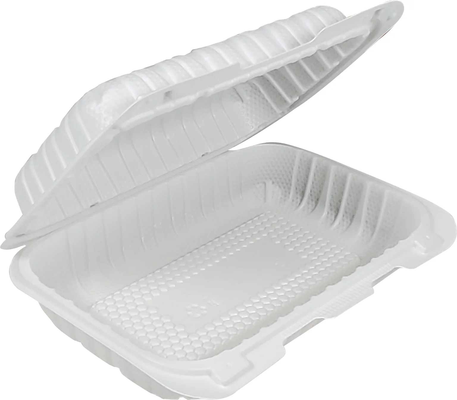 Eco-Craze - Mfpp Clamshell Container - 9x6x2.6 - Double Lock - Vented - White