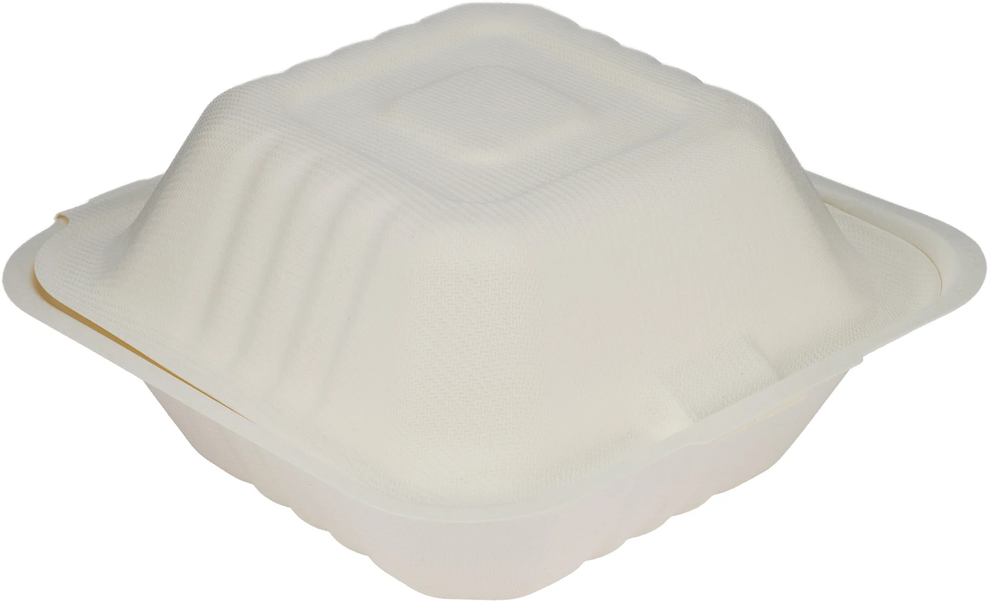 Eco-Craze - 6x6 Bagasse Clamshell Container — Case (4 x 125 CT)