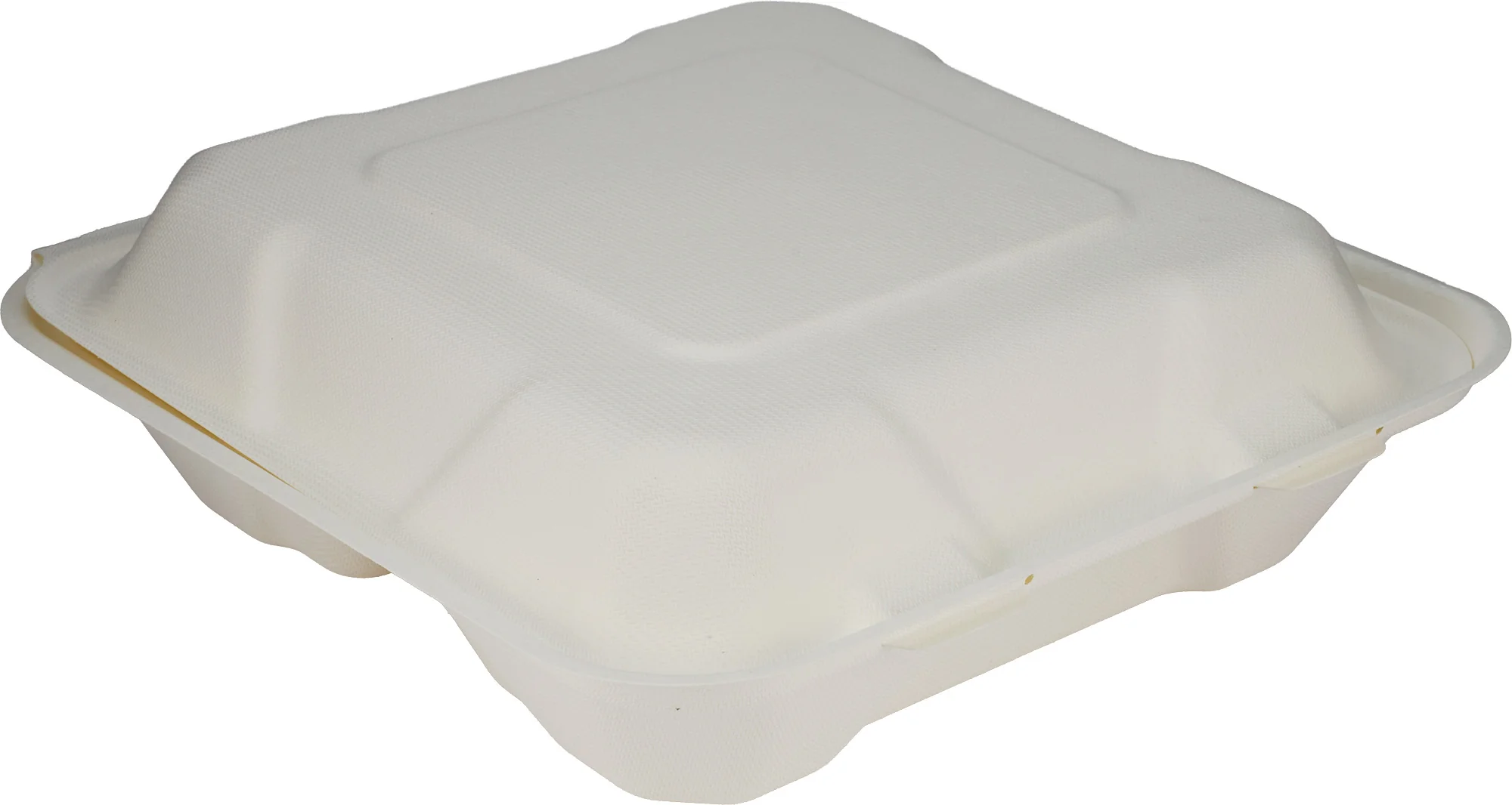 Eco-Craze - 8X8X3 - 3 Compartment Bagasse Clamshell — Case (4 x 50 CT)