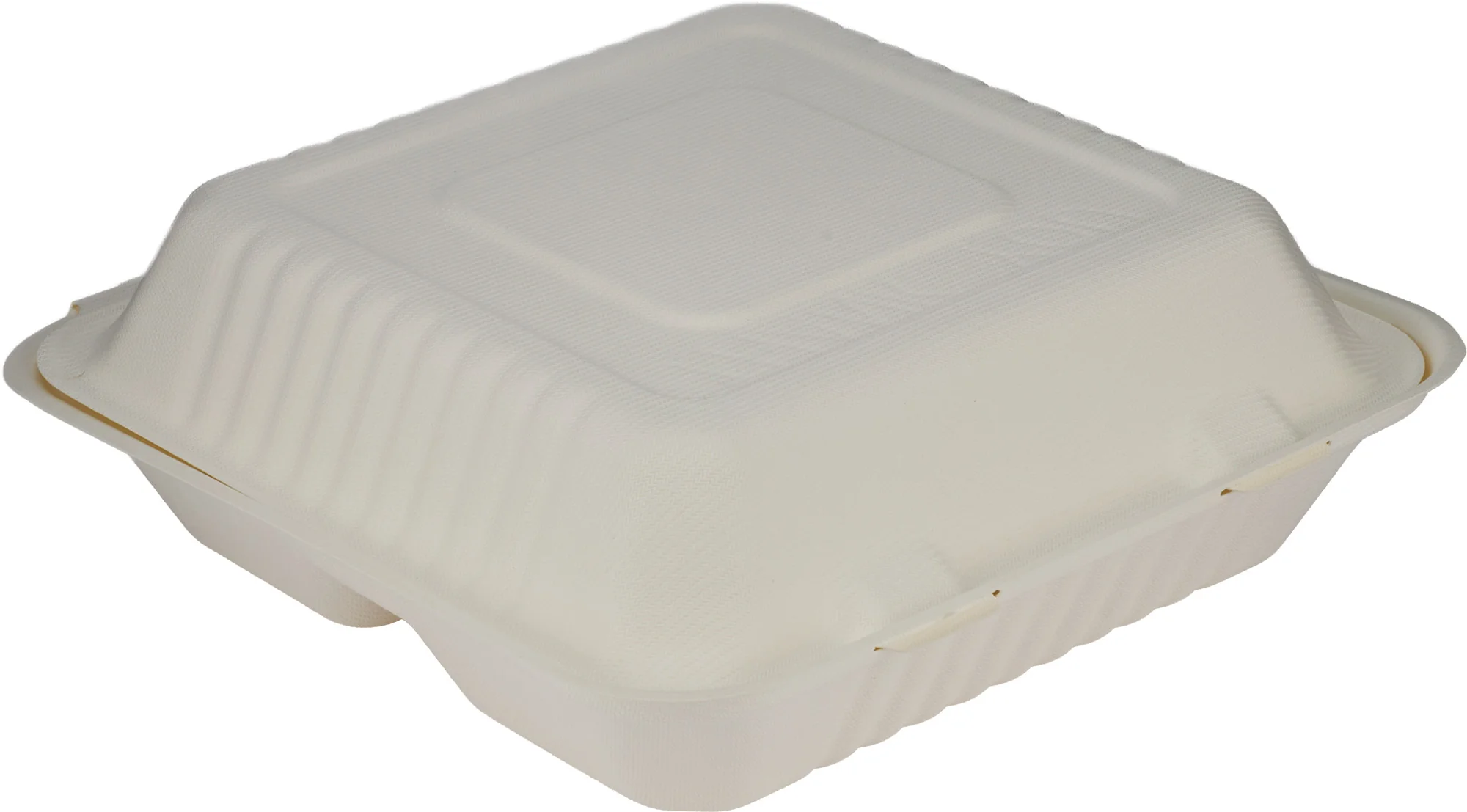 Eco-Craze - Bagasse Clamshell Hinged Container - 9X9 - 3 Compartment — Case (50 CT)