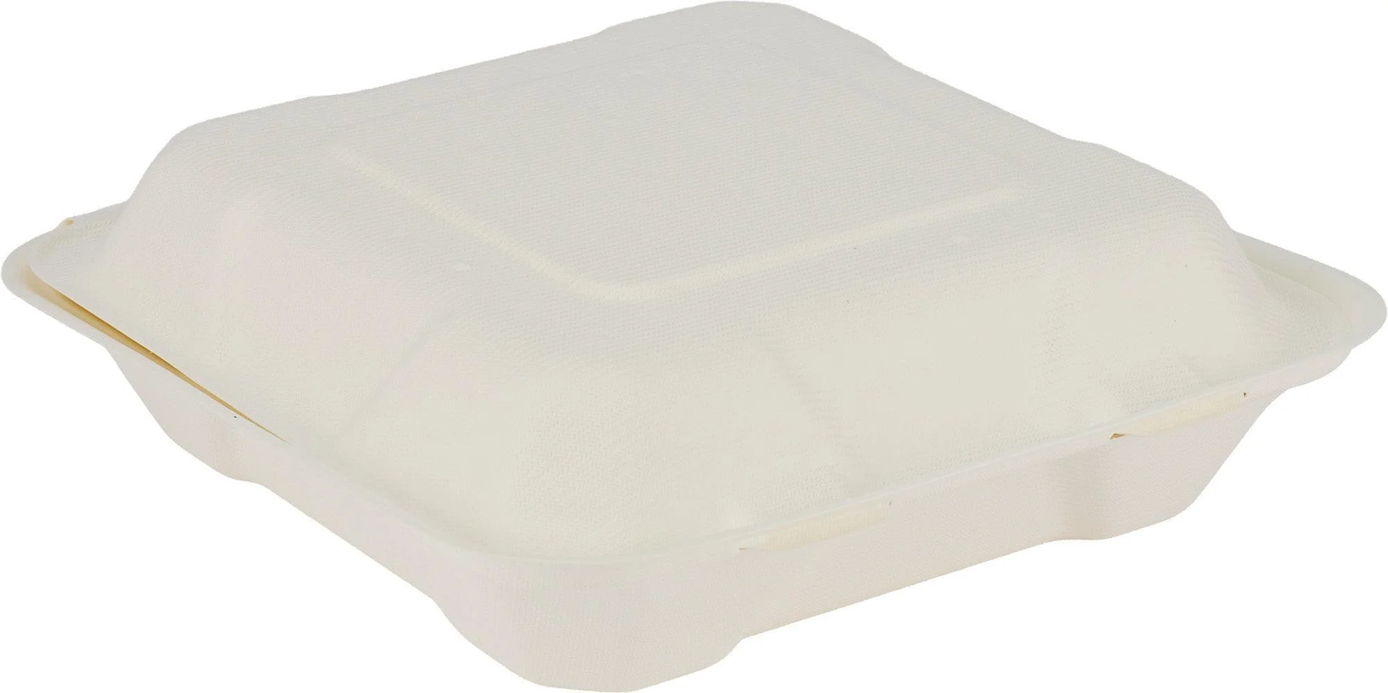 Eco-Craze - 8x8 Bagasse Clamshell Container — Case (4 x 50 CT)