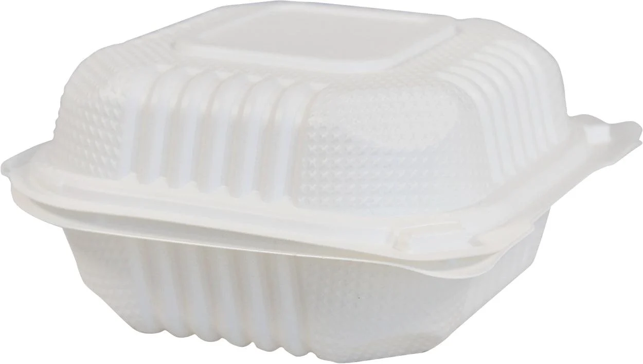 Eco-Craze - Mfpp Clamshell Container - 5x5 - 1 Comp. - White