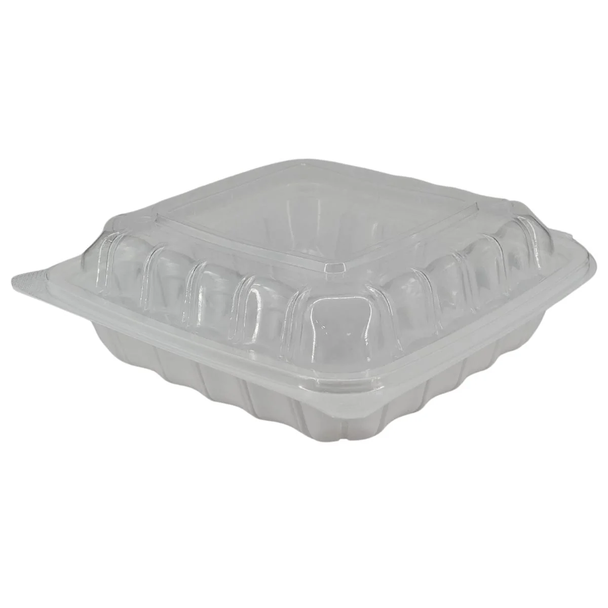 Value+ - YR881W-V - PP Hinged Cont. - 8.6x8.3x3" - White w/Clear Lid