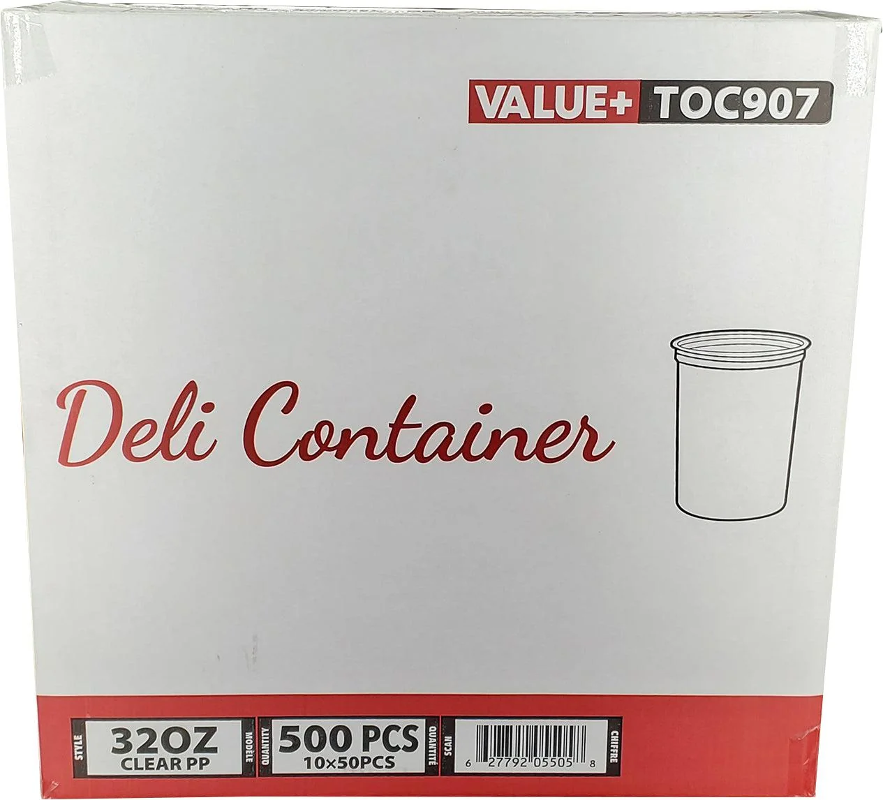 Value+ - 32oz Clear PP Deli Container — Case (10 x 50 CT)
