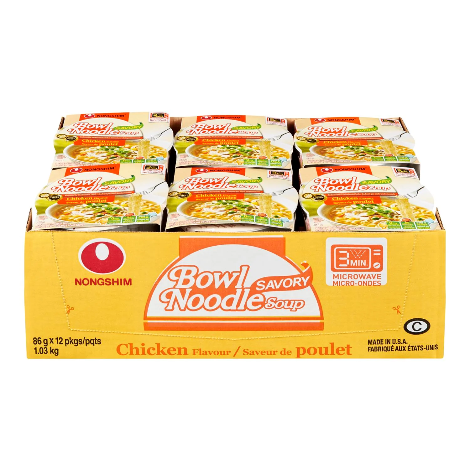 Nongshim - Bowl Noodle Soup Chicken (Mild) 12x86GR