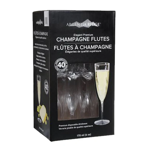 Argentia Ridge - Plastic Crystal Champagne Glasses 40EA