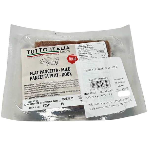 Tutto Italia Salumi - Pancetta Tesa Flat Mild Per KG