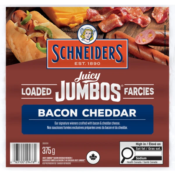 Schneiders - Juicy Jumbo Loaded Bacon And Cheddar 12x375 GR