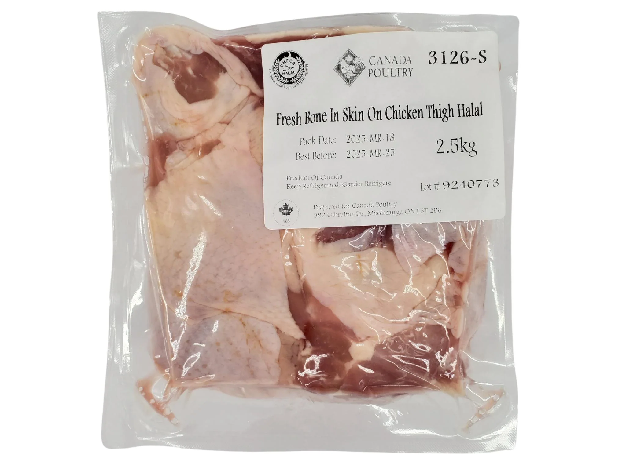 Fresh - CP Premium - Air Chilled - Bone-In Skin-On Chicken Thighs - Halal — Each (2.5 KG)