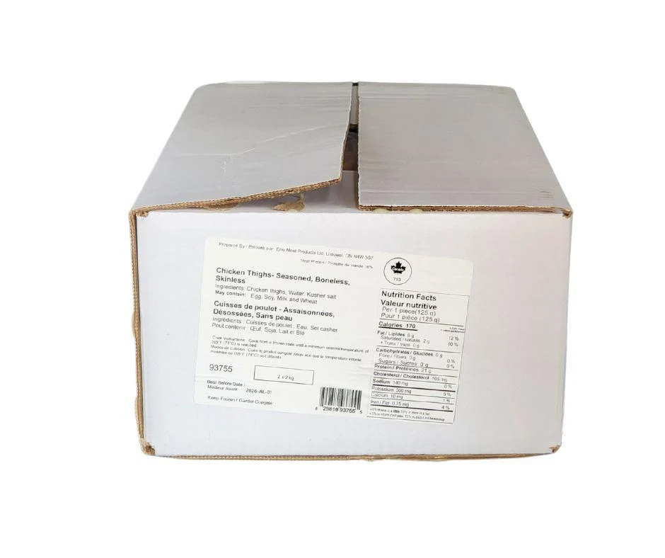 Erie - IQF Chicken Thighs - Boneless & Skinless - Frozen — Case (2 x 2 KG)