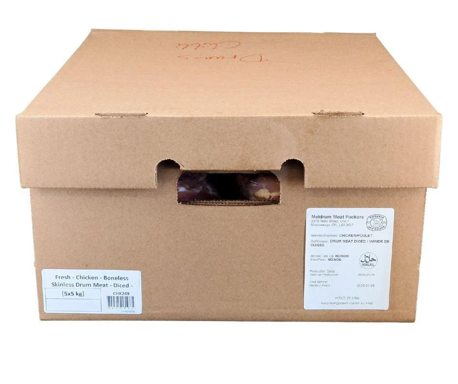 Fresh Hand Slaughter Chicken - B-Less Drum Meat Cubes - Halal — Each (5 KG)