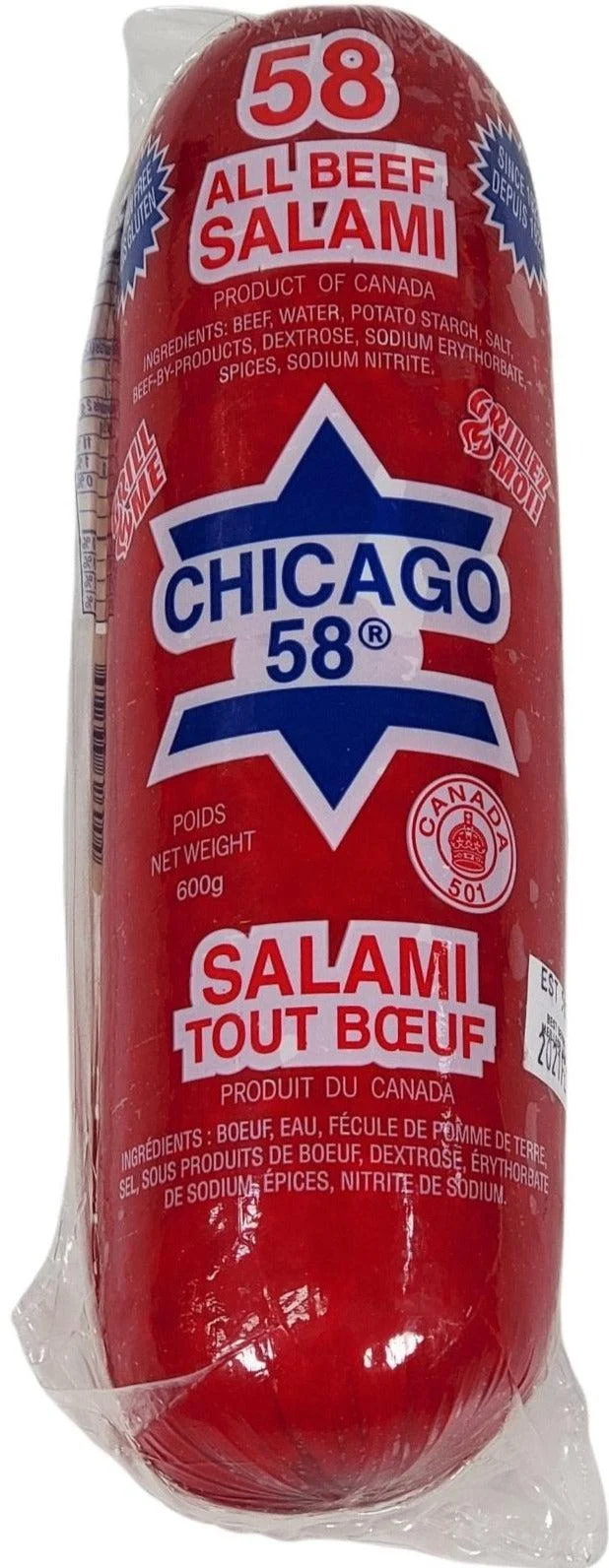 Fresh Deli - Chicago 58 - Cooked - All Beef Salami - Gluten Free — Case (24 x 600 G)