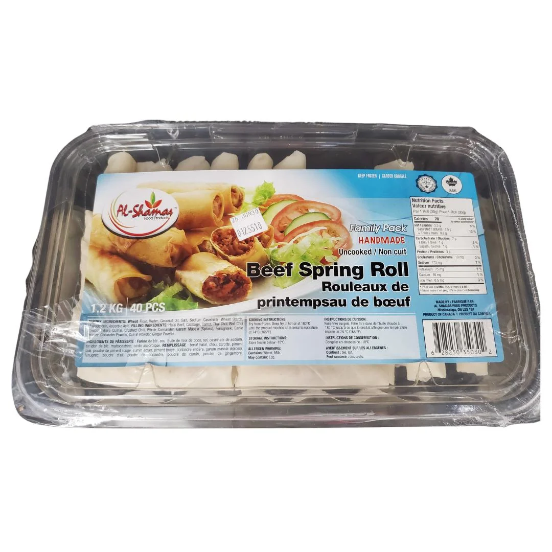 Frozen - Al-Shamas - Cooked - Beef Spring Rolls - Halal — Each (1.2 KG)