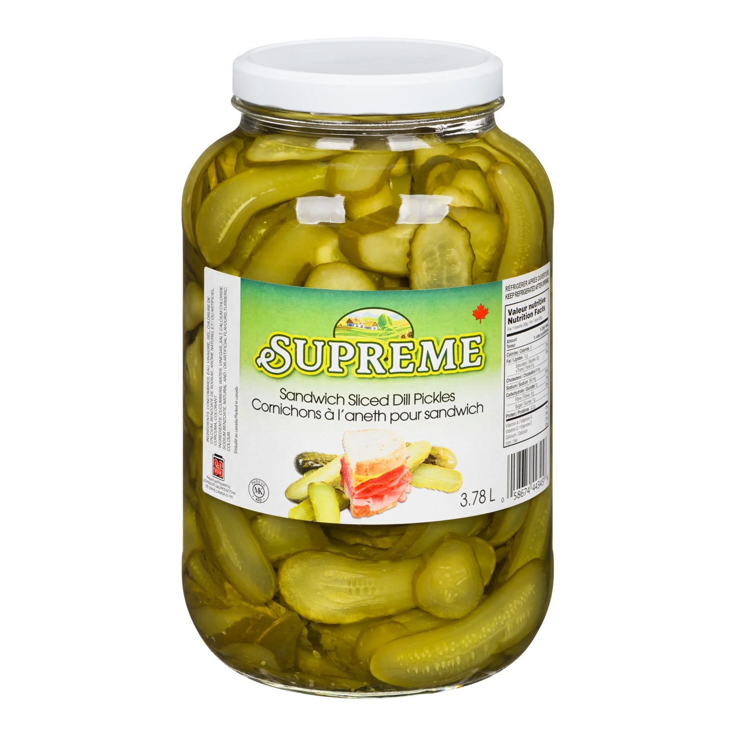 Supreme - Sandwich Sliced Dill Pickles 3.78LT