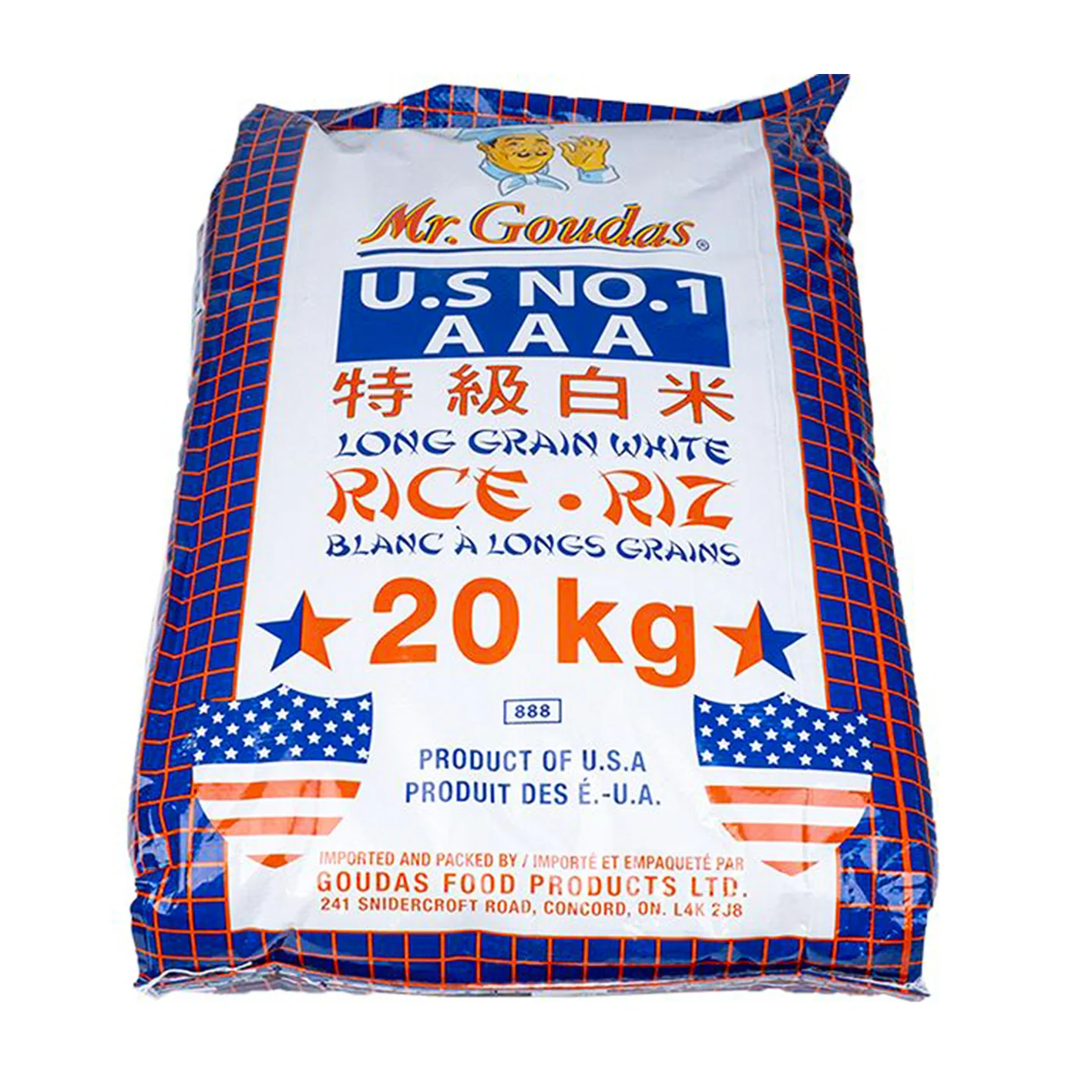 Mr Goudas - Usa #1 Long Grain Rice 20KG
