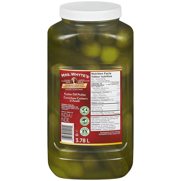 Mrs Whytes - Whole Kosher Dill Pickles 3.78LT