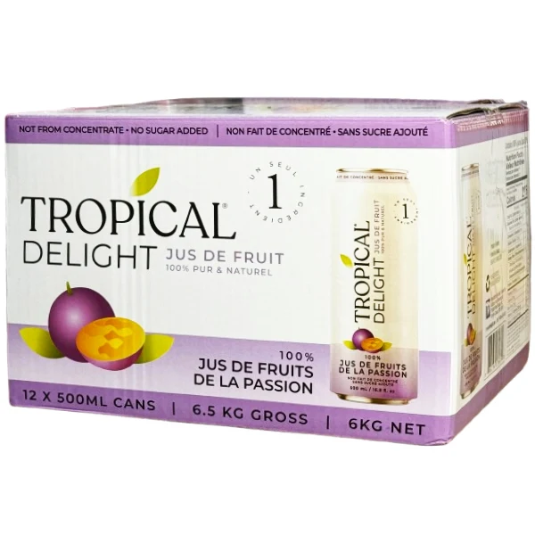 Tropical Delight - Td 100% Passion Fruit Juice Can 12x500 ML