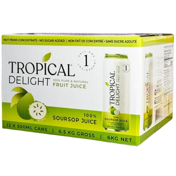 Tropical Delight - Td 100% Soursop Juice Can 12x500 ML