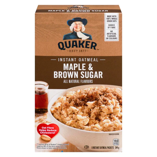 Quaker - Oatmeal Maple & Brown Sugar Instant 12x344 GR