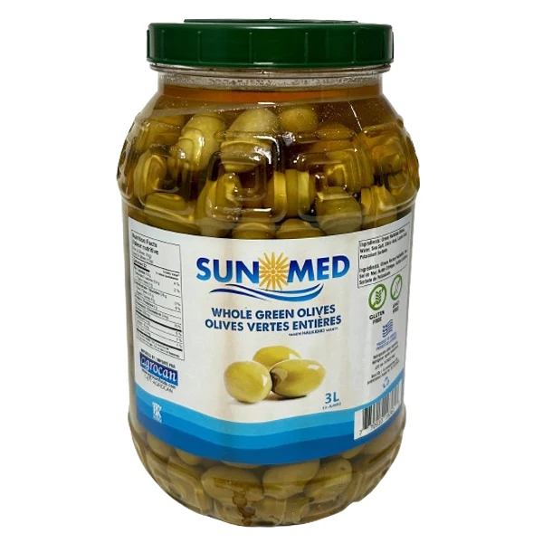 Sun Med - Green Whole Olives- Extra Jumbo 6x3 LT
