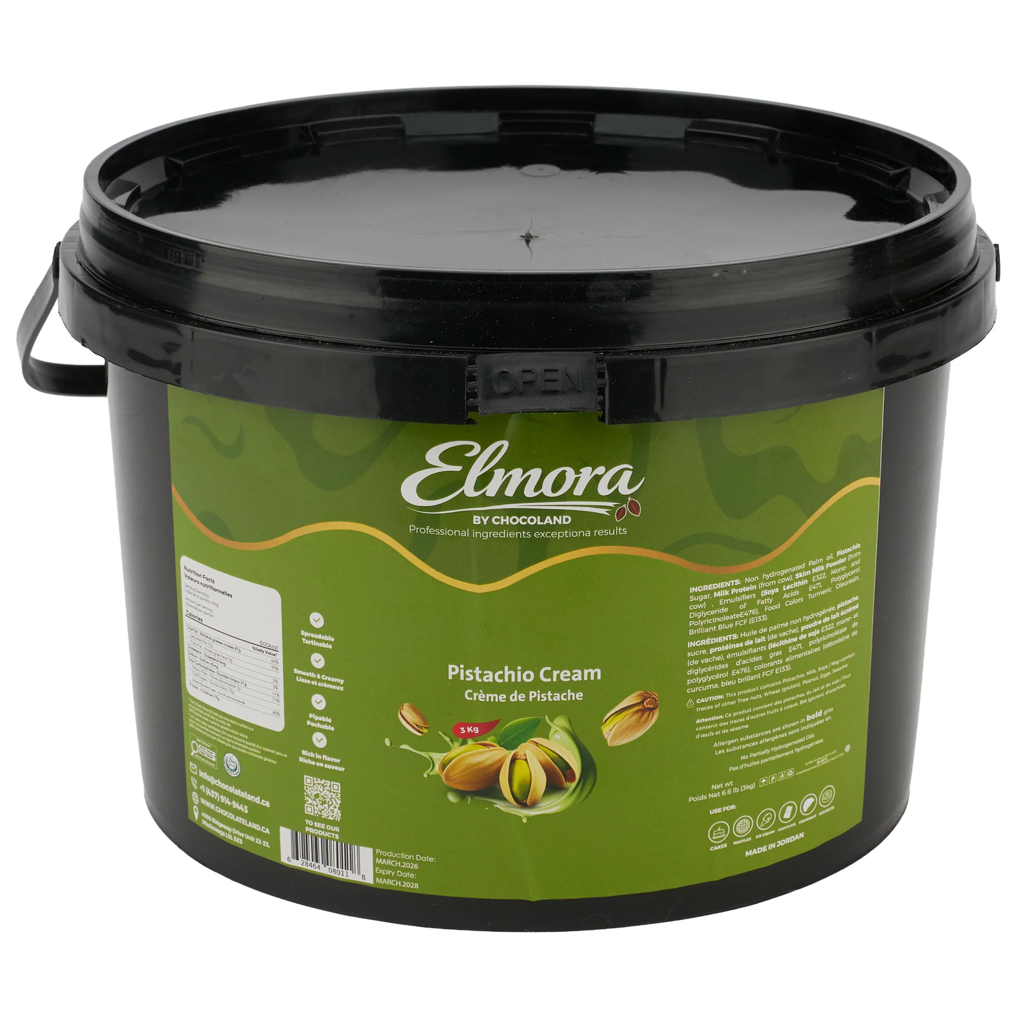 Elmora Smooth Pistachio Spread — Case (2 x 3 KG)