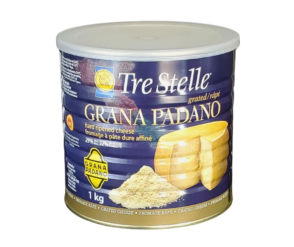 Tre Stelle - Grana Padano Grated Tin — Case (6 x 1 KG)