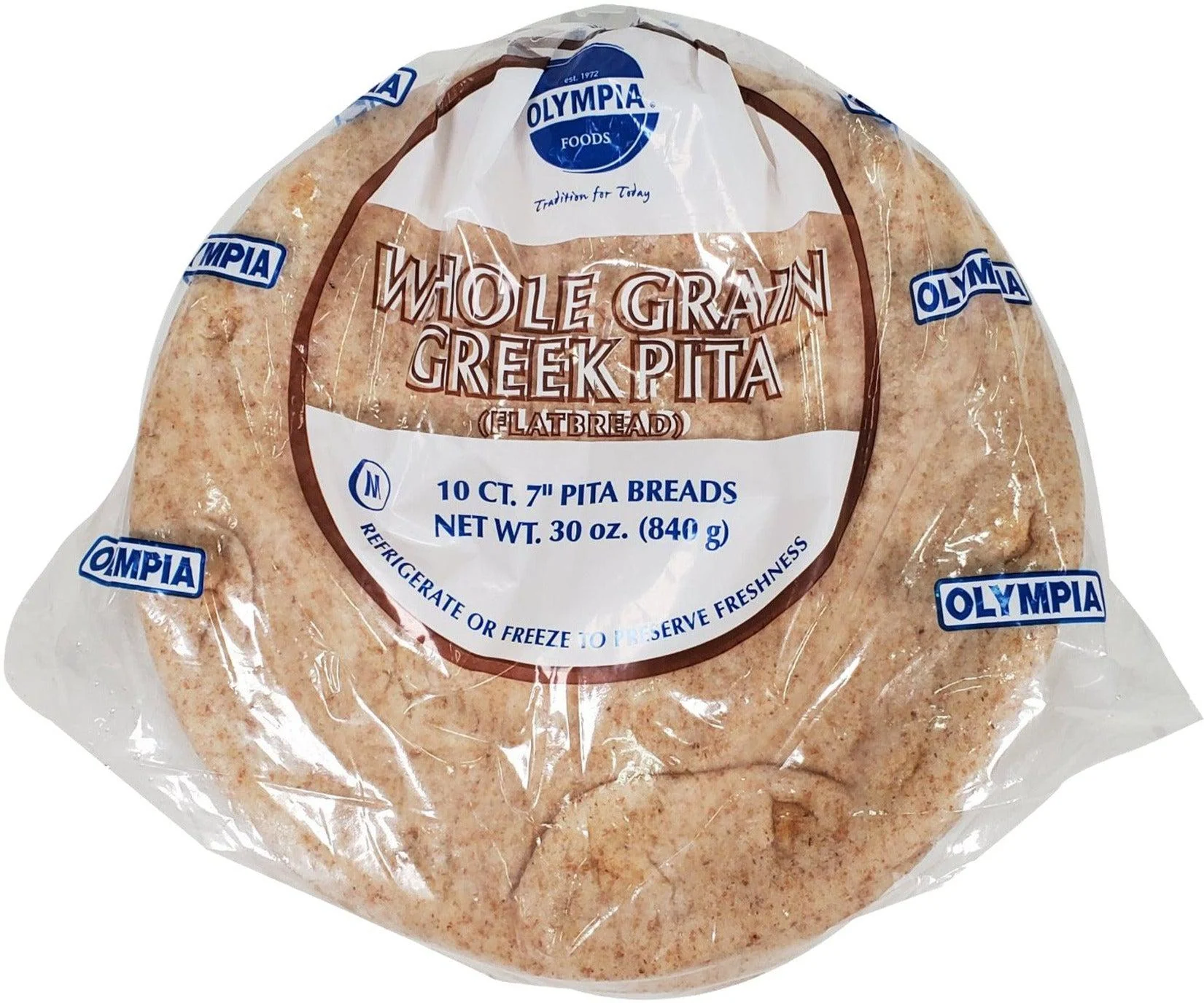 BNC - 7" Pita Bread - Greek - Whole Wheat — Case (12 x 10 CT)