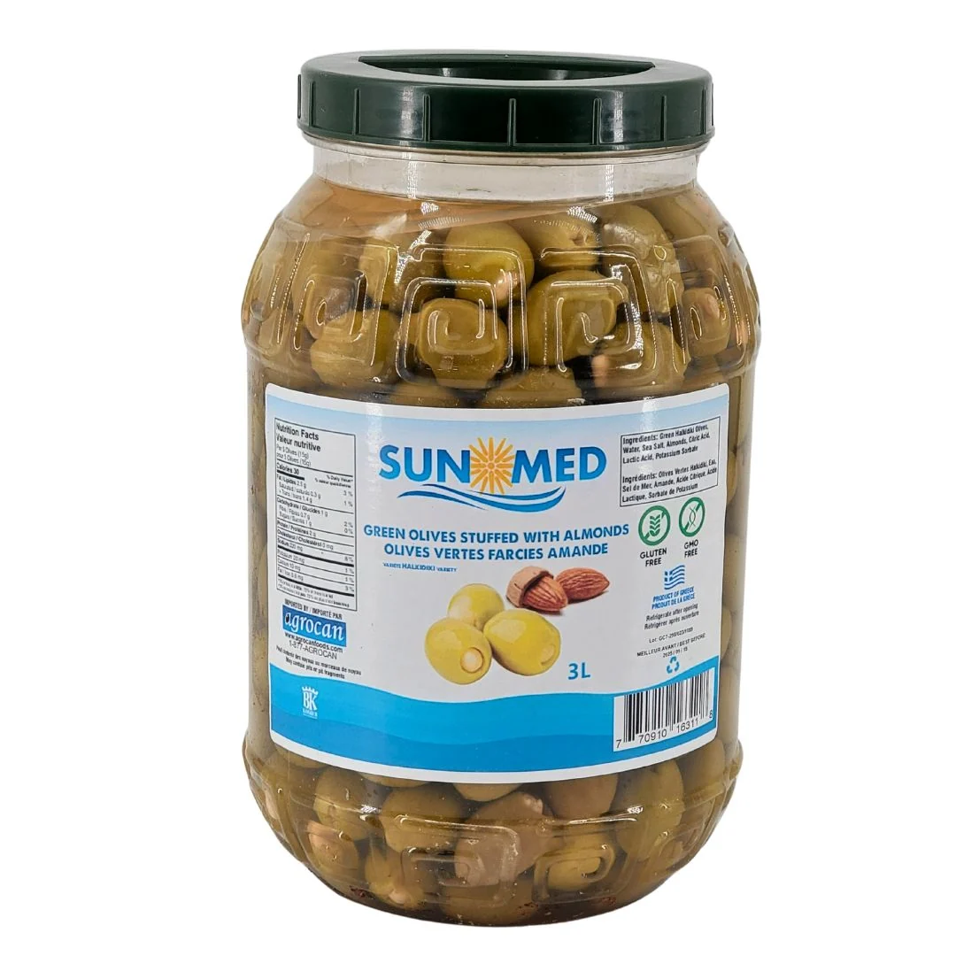 Sun Med - Green Stuffed Olives With Almonds - Super Colossal — Each (3 L)