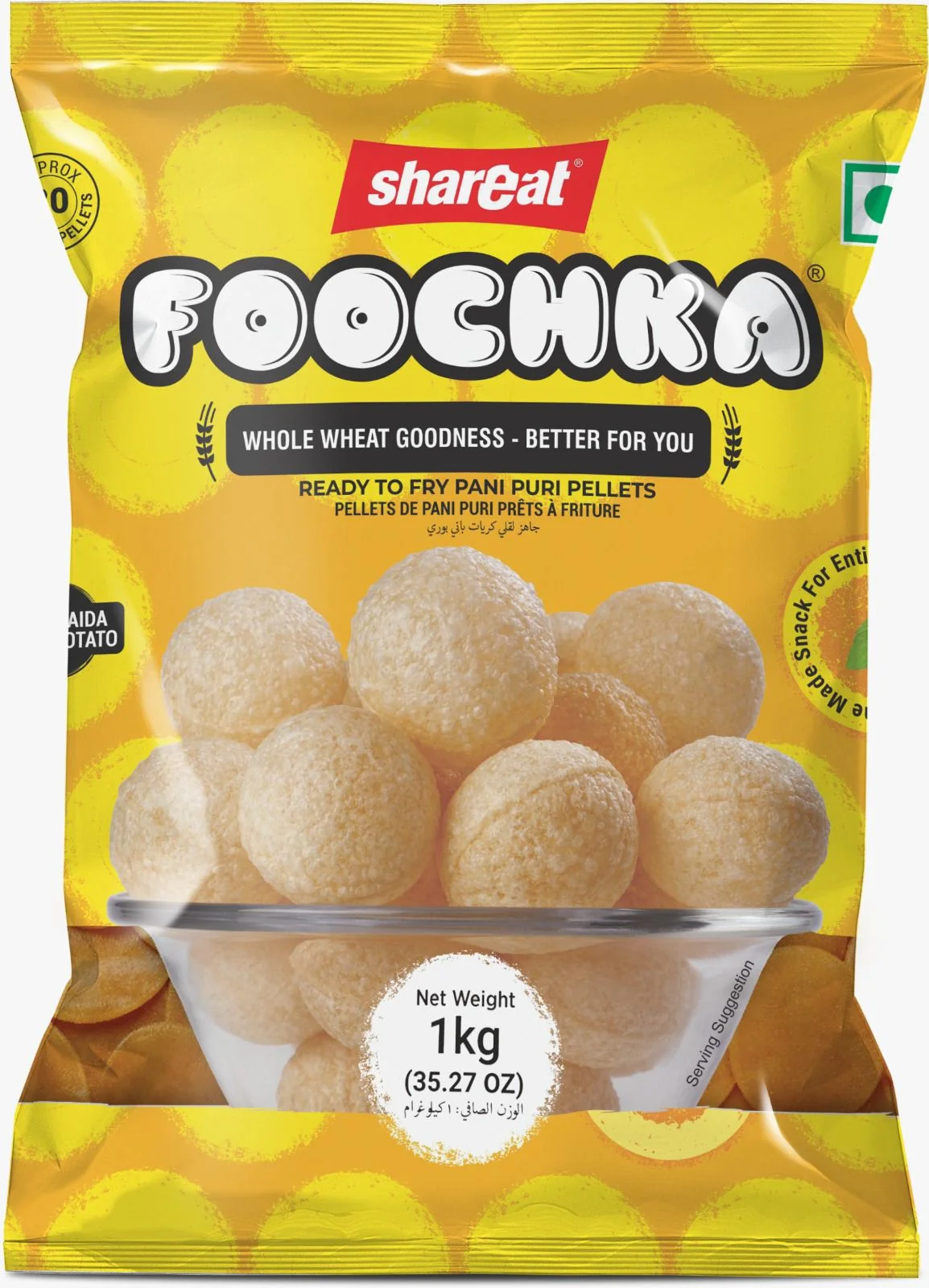 Shareat Foochka Whole Wheat Pani Puri — Case (24 x 1 KG)