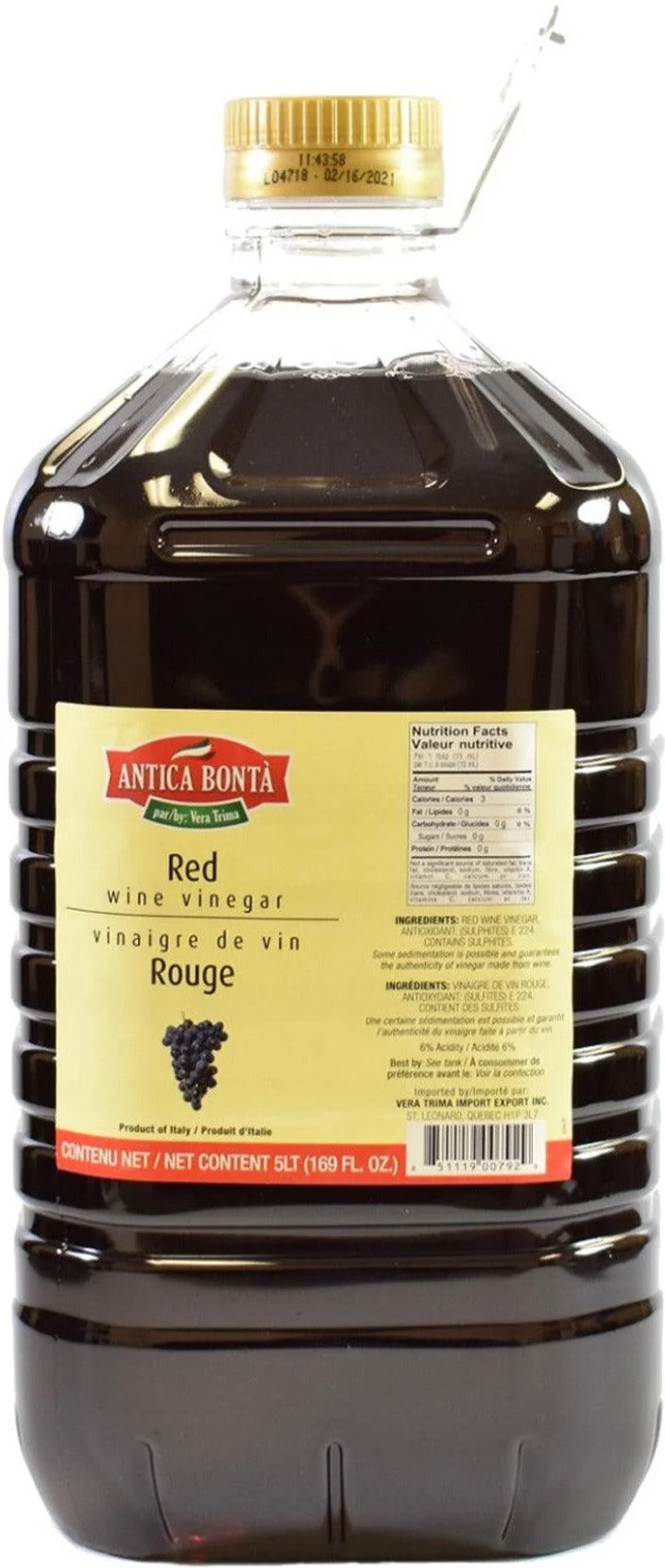 Bella Costa/Antica Bonta - Vinegar - Red Wine — Each (5 L)