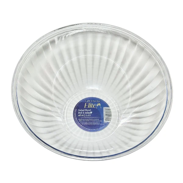 C.E. Elite - Clear Polystyrene 48oz Salad Bowl EA