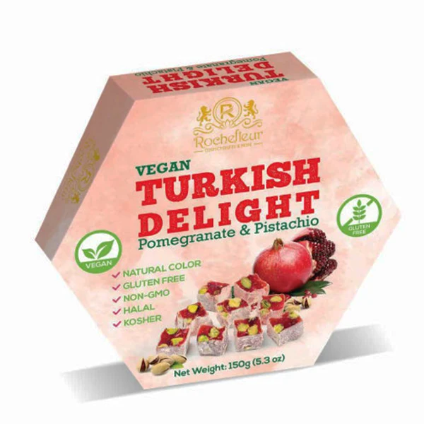 Rochefleur - Vegan Turkish Delights Pomegranate & Pistachio 8x150 GR